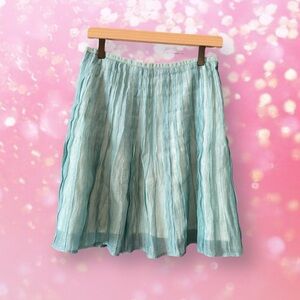 NIC + ZOE midi teal turquoise pleated chiffon lined skirt 10